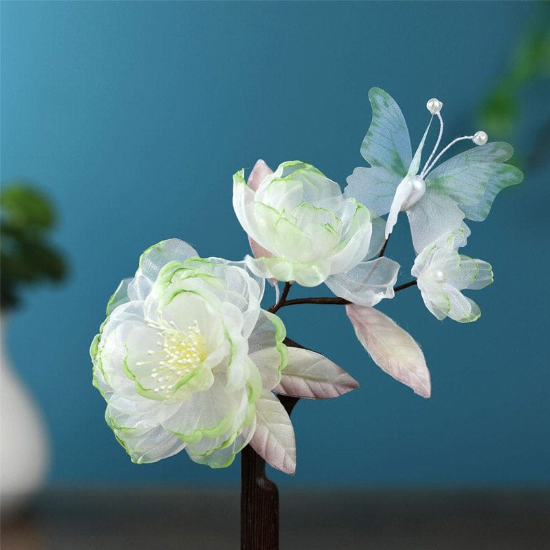 Jumbo Green Edge Peony Lace Side Clip | Nueshiny