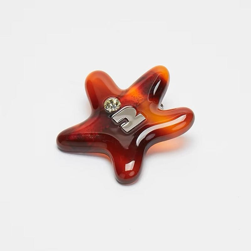 Mini Amber Brown Starfish Side Clip | NueShiny