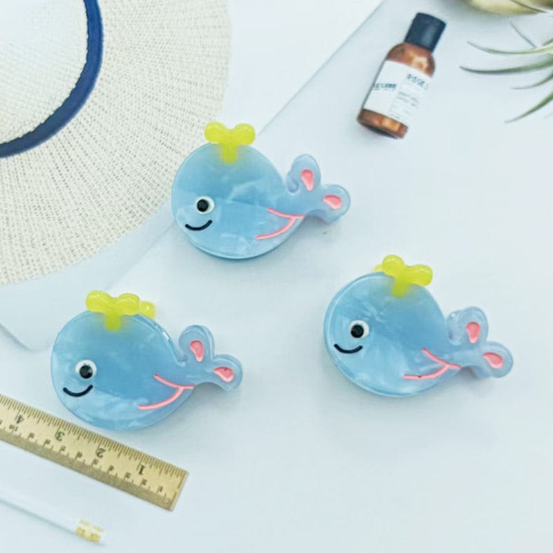 Mini 3Pcs Light Blue Whale Side Clip | Nueshiny