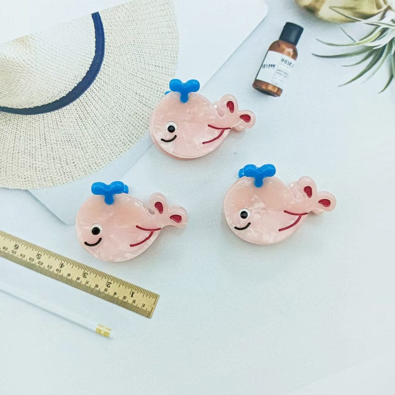 Mini 3Pcs Light Pink Whale Side Clip | Nueshiny