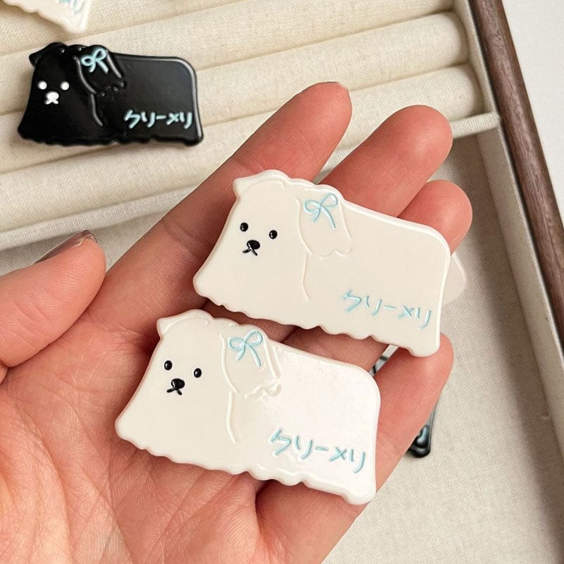 2 Pcs Mini White puppy Side Clip | Nueshiny