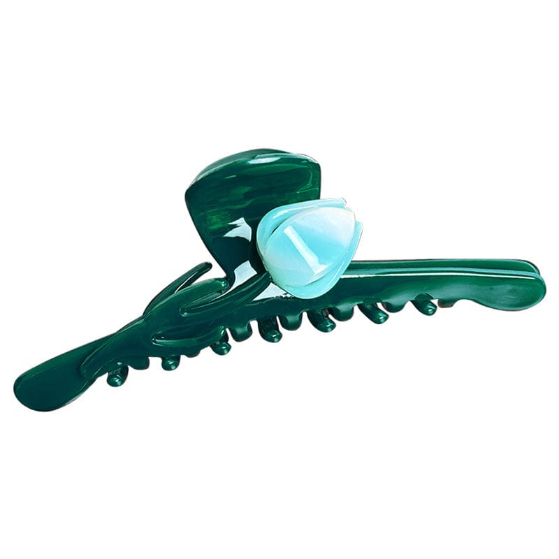 Large Emerald Green Tulip Hair Claw | NueShiny