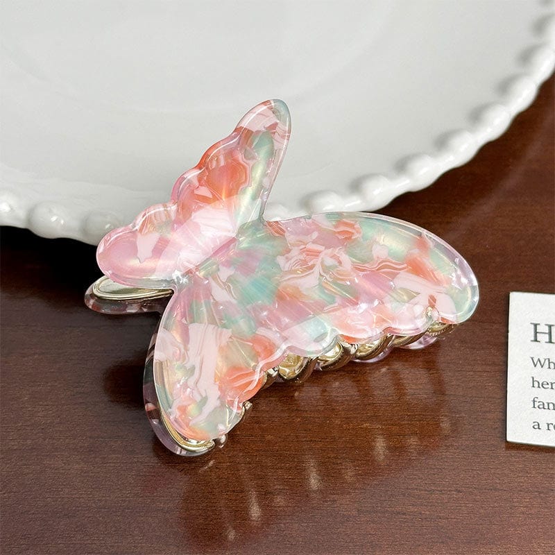 Medium  Super Fairy Butterfly Series-Floral Pink Hair Claw | NueShiny