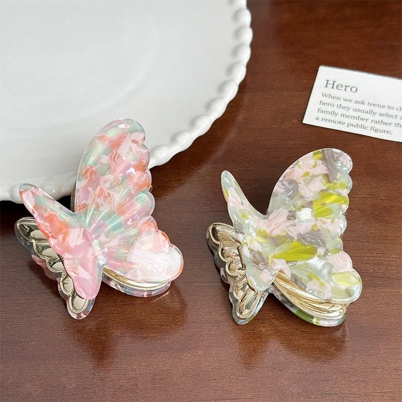 Medium  Super Fairy Butterfly Series-Floral Green Hair Claw | NueShiny