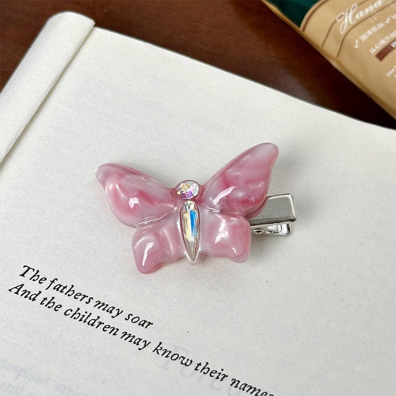 Medium  3D Butterfly Pink Side Clip | NueShiny