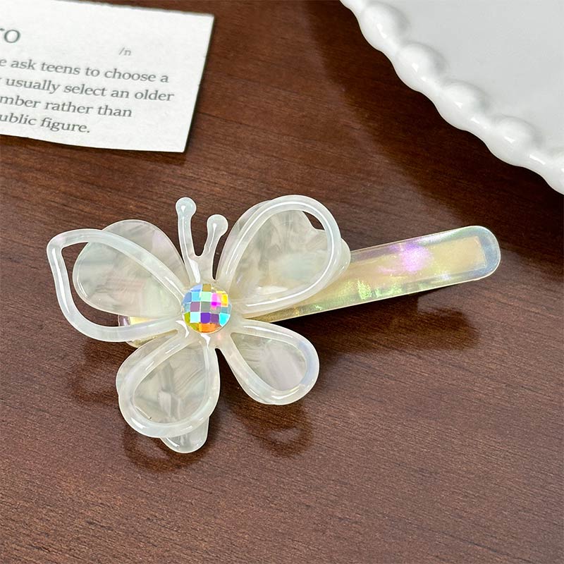 Medium  Colorful White Hollow Butterfly Side Clip | NueShiny