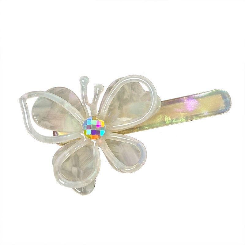 Medium  Colorful White Hollow Butterfly Side Clip | NueShiny