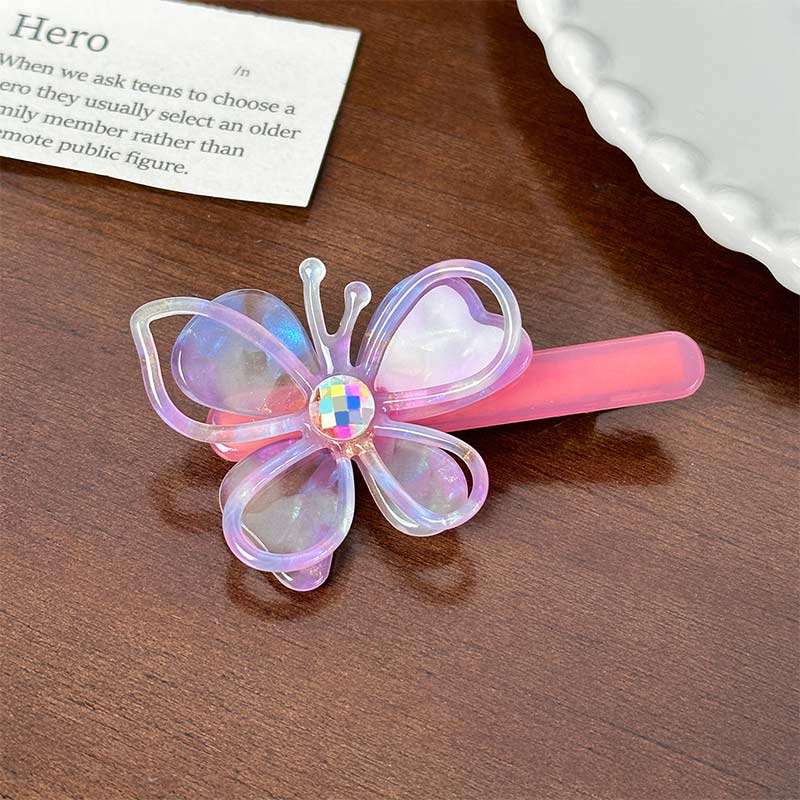 Medium  Colorful Purple Hollow Butterfly Side Clip | NueShiny