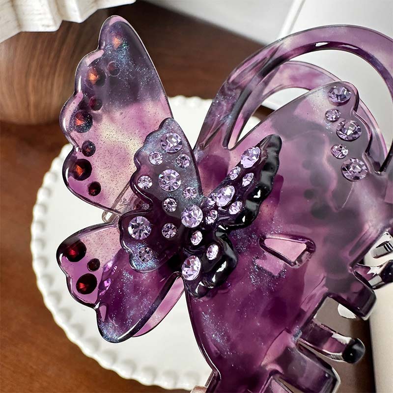 Medium Deep Purple Butterfly Bloom Hair Claw | NueShiny