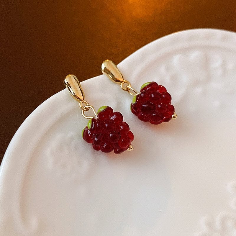 Short Red Raspberry Earrings | NueShiny