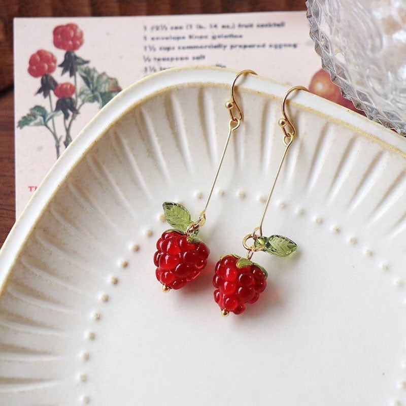 Long Red Raspberry Earrings | NueShiny