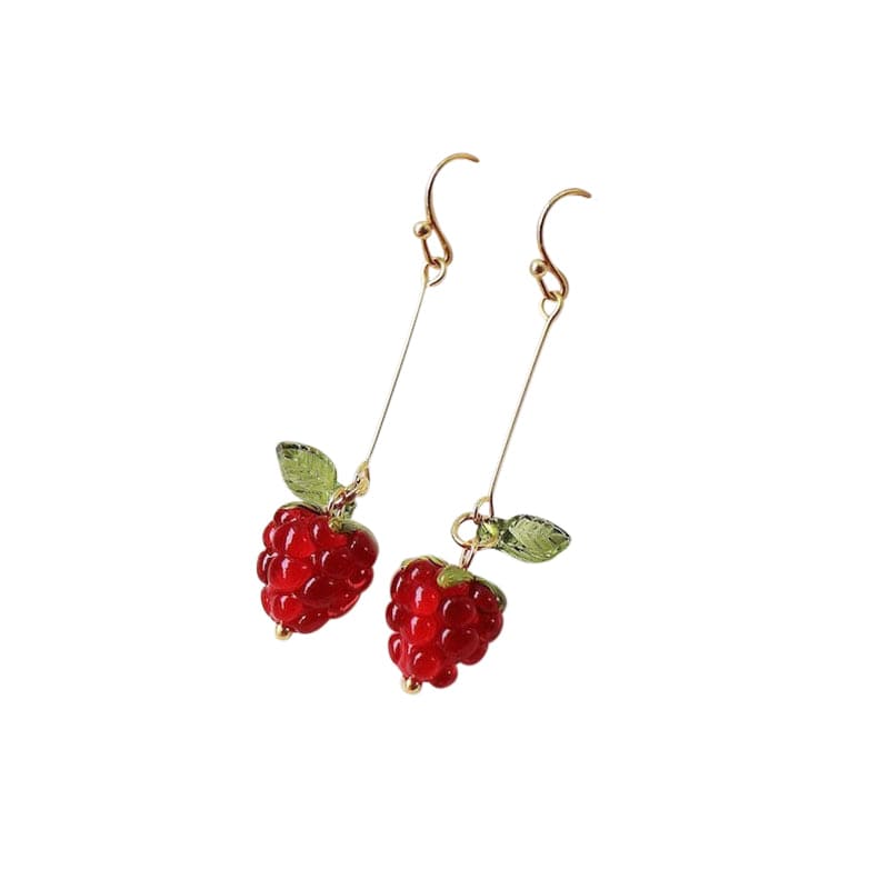 Long Red Raspberry Earrings | NueShiny