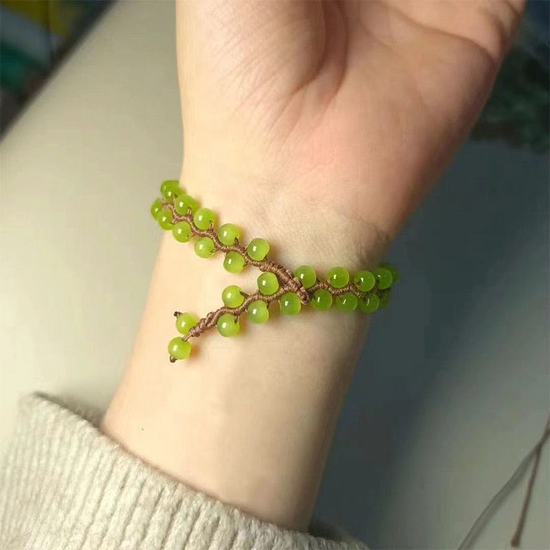 Forest Green Grape Braided Bracelet | NueShiny