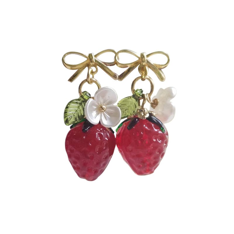 Bow-Knot Red Crystal Raspberry Earrings | NueShiny