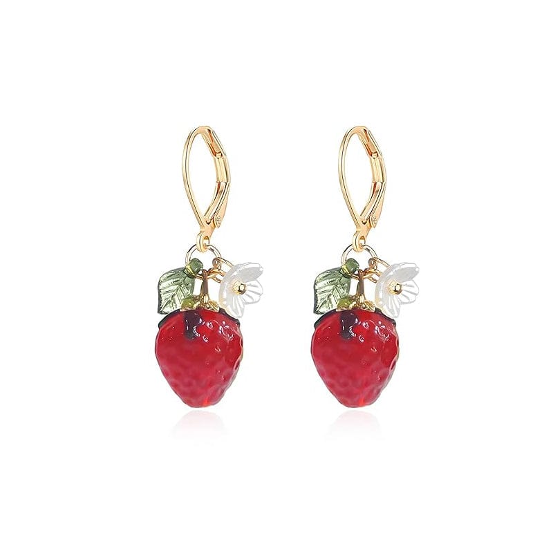 Hoop-Style Red Crystal Raspberry Earrings | NueShiny