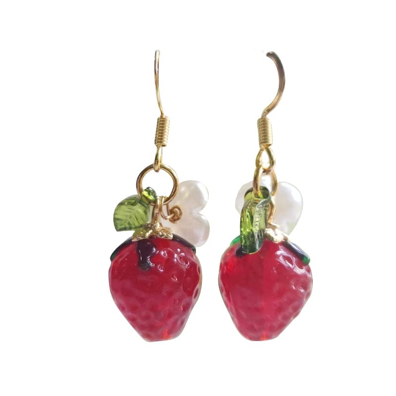 Ear Hook Style Red Crystal Raspberry Earrings | NueShiny