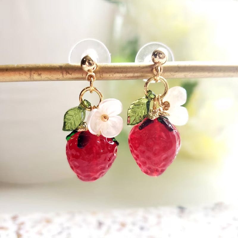 Earrings Red Crystal Raspberry Earrings | NueShiny