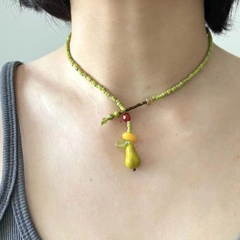 Pear Green Beaded Necklace | NueShiny