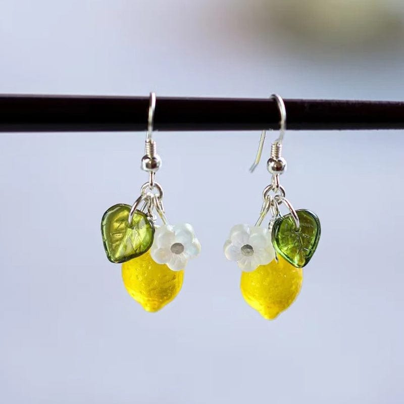 Glass Lemon Flower Earrings | NueShiny