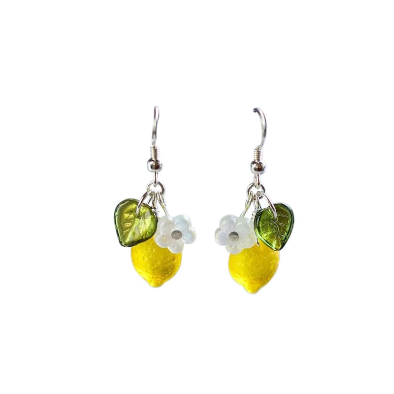 Glass Lemon Flower Earrings | NueShiny