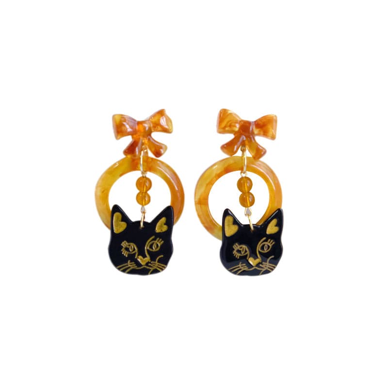 Amber Cat Earrings | NueShiny