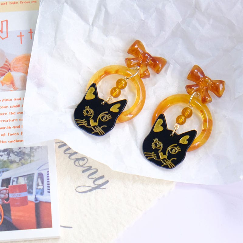 Amber Cat Earrings | NueShiny