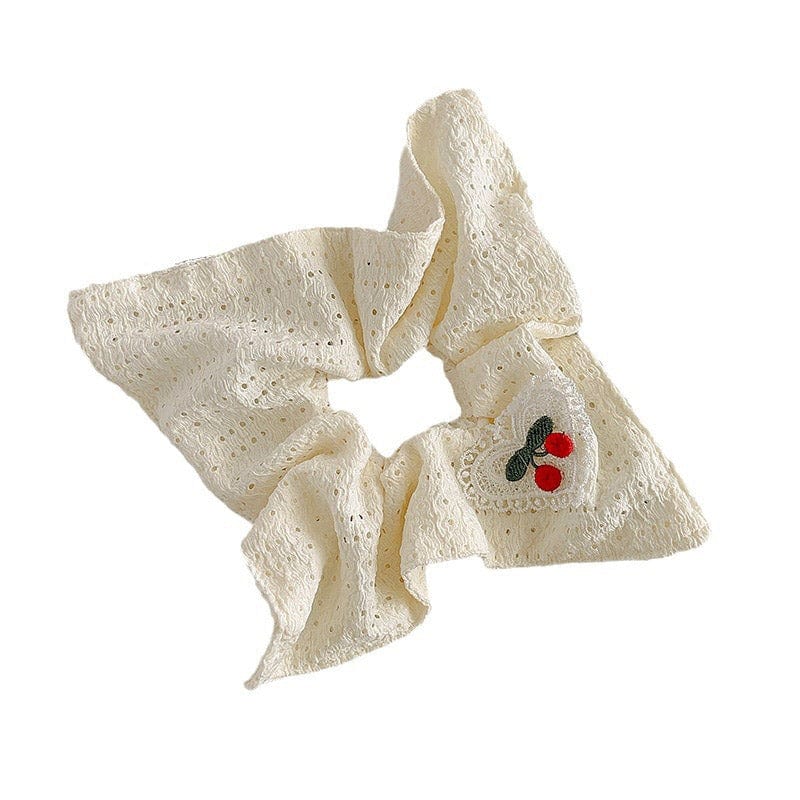 Strawberry Square Scarf Hair Tie Off-White | NueShiny