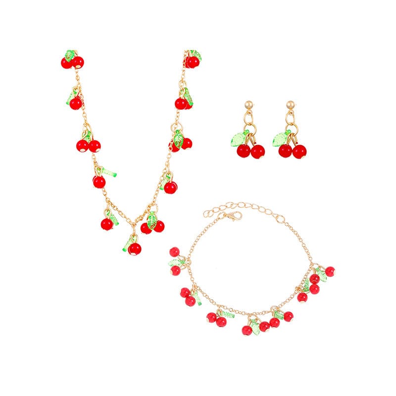 3-Piece Cherry Necklace Set | NueShiny