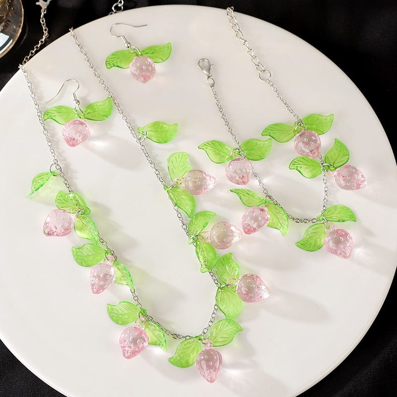 3-Piece Strawberry Necklace Set | NueShiny