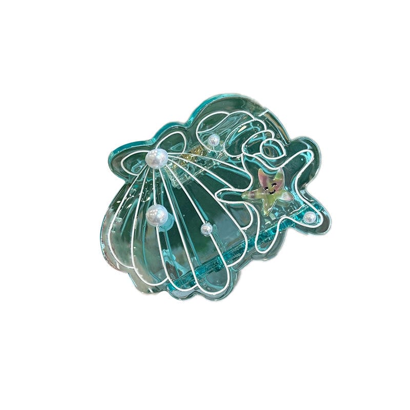 Medium  Transparent Green - Pearl Shell Conch Starfish Hair Claw | NueShiny