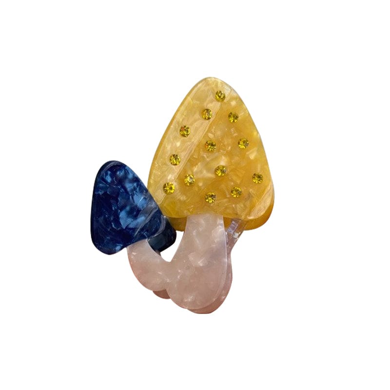 Medium  Yellow And Dark Blue Mushroom Hair Claw | NueShiny