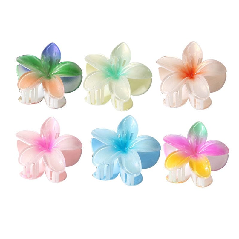 Medium  6pcs Pearlescent-colors Plumeria Hair Claws B | NueShiny