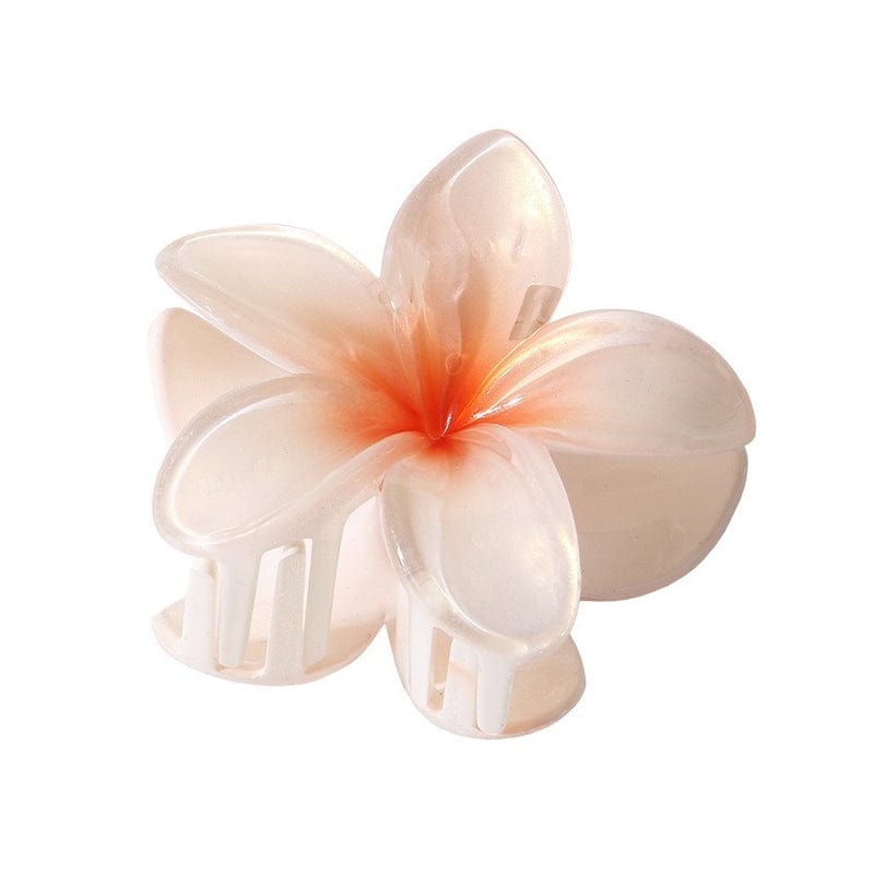 Medium  Pearlescent-Orange pink Plumeria Hair Claw | NueShiny