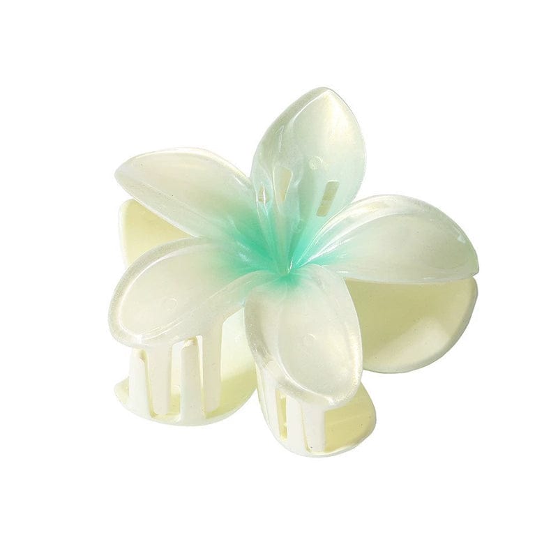 Medium  Pearlescent-Green Plumeria Hair Claw | NueShiny