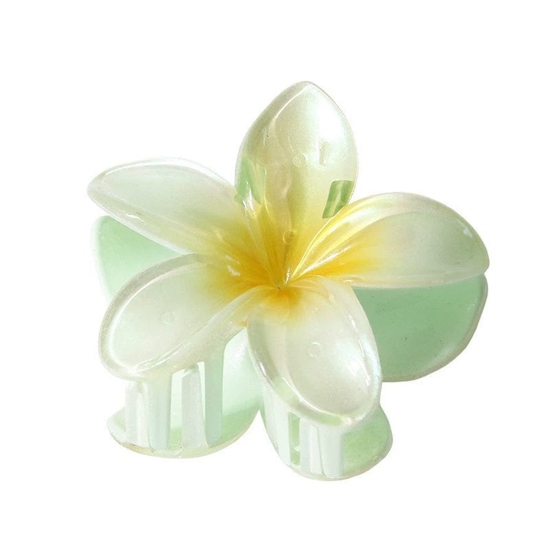 Medium  Pearlescent-Yellow Green Plumeria Hair Claw | NueShiny