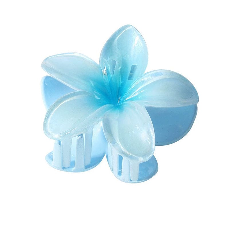 Medium  Pearlescent-Blue Plumeria Hair Claw | NueShiny