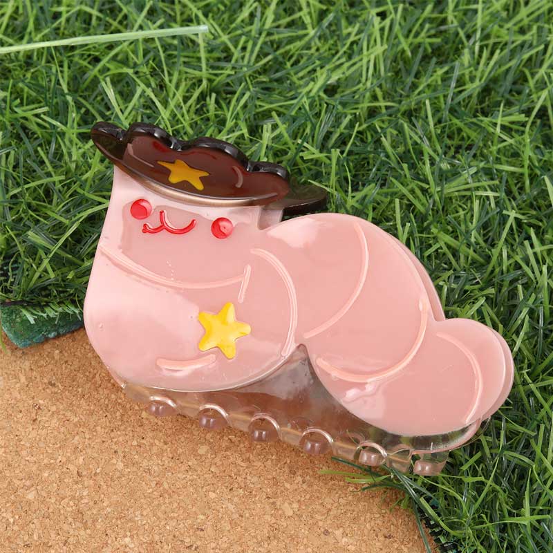 Medium  Pink Caterpillar Hair Claw | NueShiny