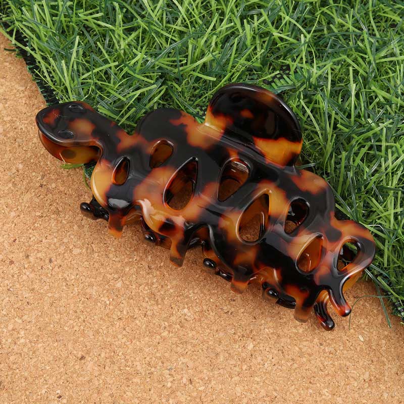 Large  Brown And Black Hollow Pattern Small Snake Hair Claw | NueShiny