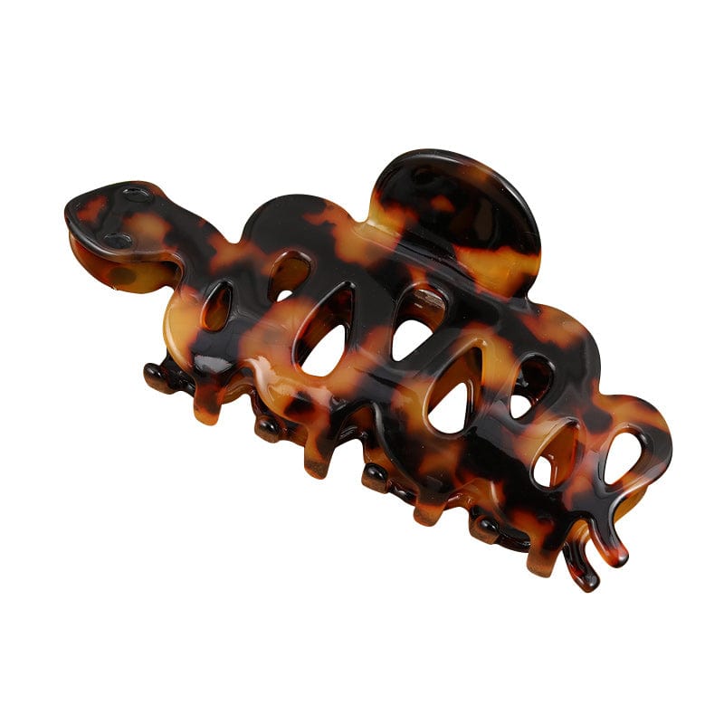 Large  Brown And Black Hollow Pattern Small Snake Hair Claw | NueShiny