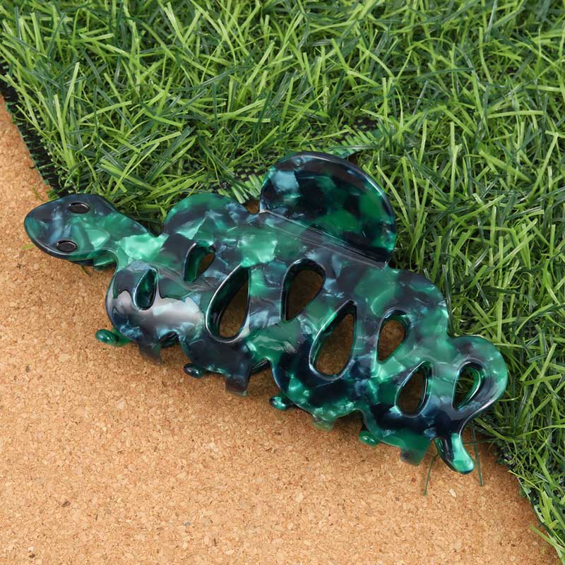 Large  Green And Black Hollow Pattern Small Snake Hair Claw | NueShiny