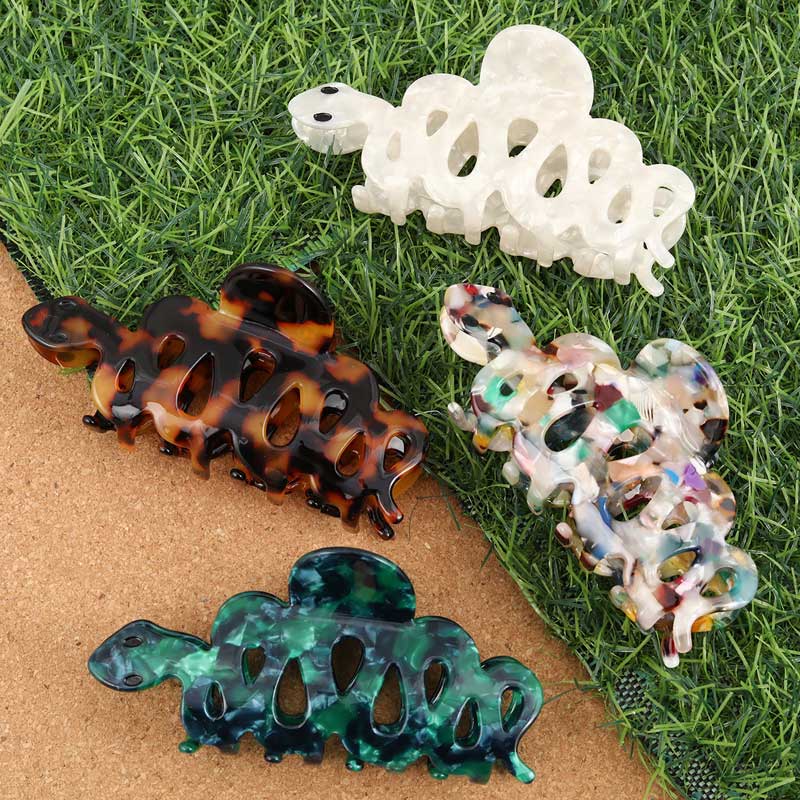 Large  Green And Black Hollow Pattern Small Snake Hair Claw | NueShiny