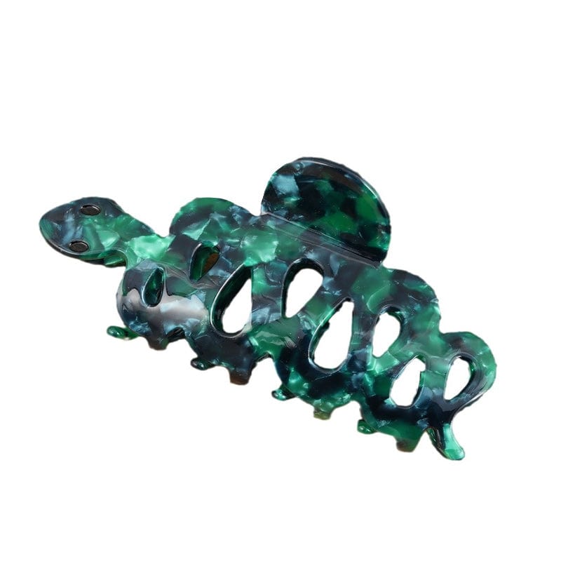 Large  Green And Black Hollow Pattern Small Snake Hair Claw | NueShiny