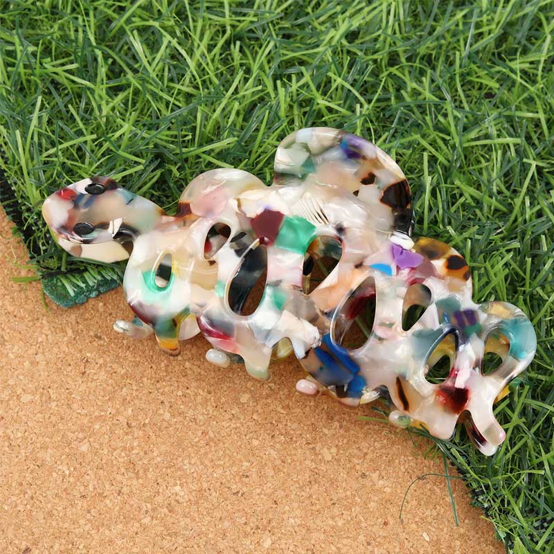 Large  Multi-Color Hollow Pattern Small Snake Hair Claw | NueShiny