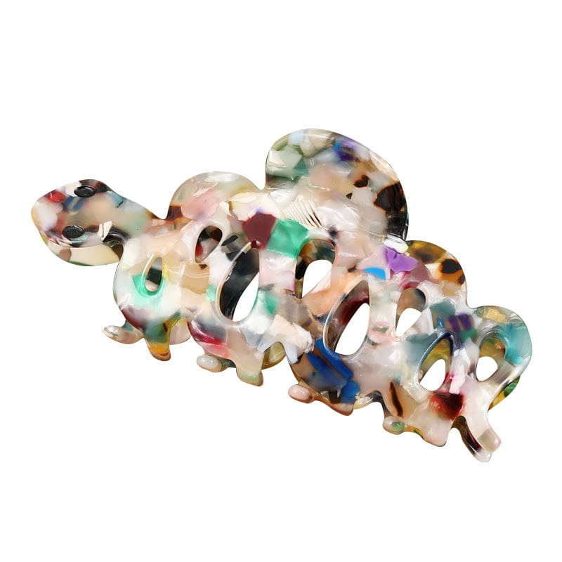 Large  Multi-Color Hollow Pattern Small Snake Hair Claw | NueShiny