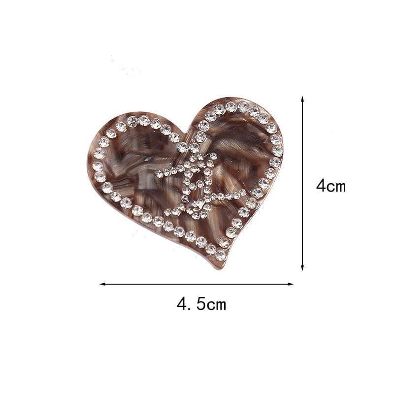 Mini Brown Rhinestone Heart Side Clip | Nueshiny