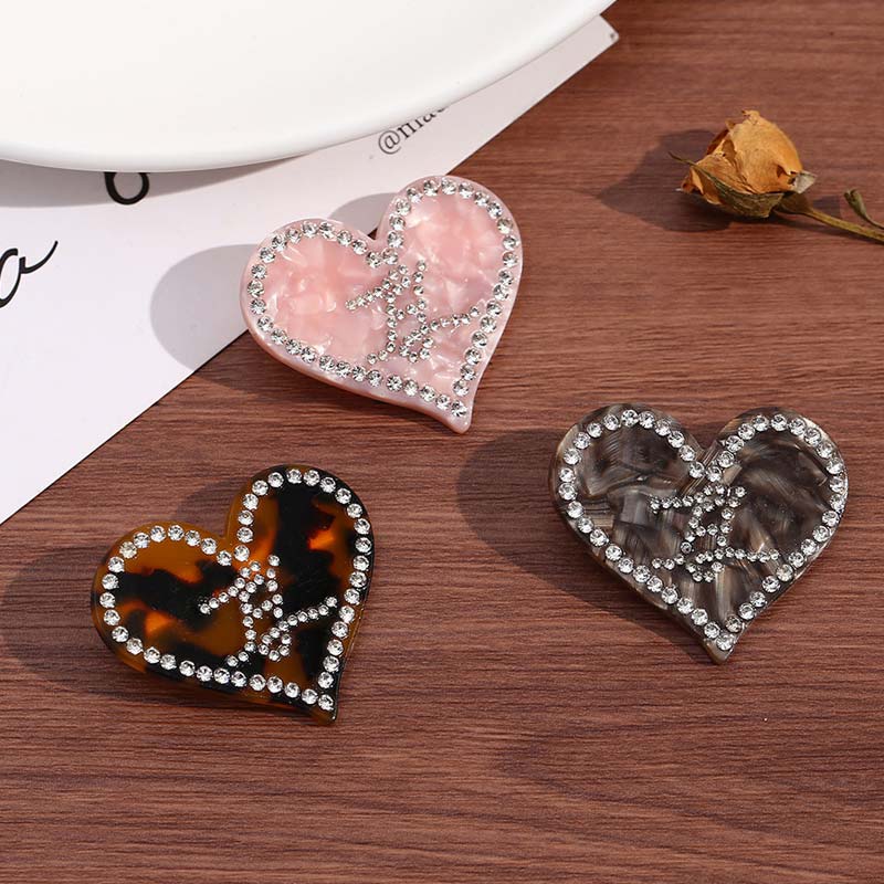 Mini Brown Rhinestone Heart Side Clip | Nueshiny