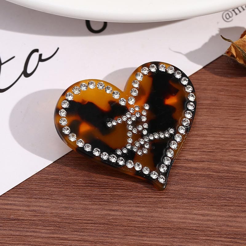 Mini Amber Rhinestone Heart Side Clip  | Nueshiny