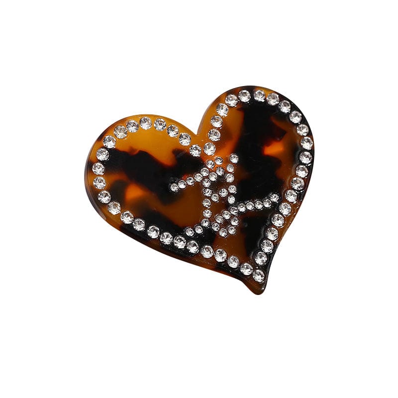 Mini Amber Rhinestone Heart Side Clip  | Nueshiny