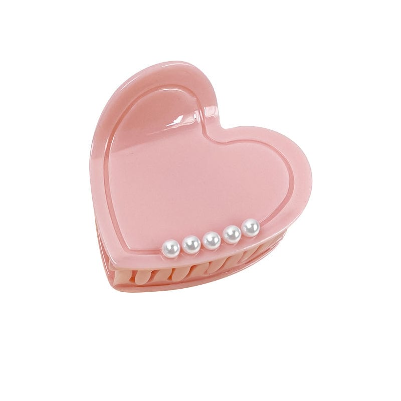 Small Pink Heart With Pearl Hair Claw | NueShiny