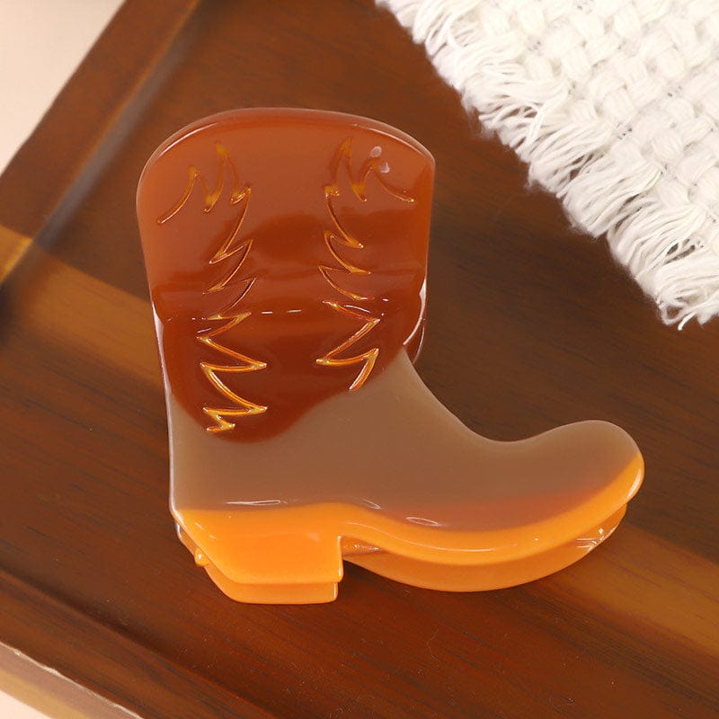 Small Western Cowboy Boots-Coffee Hair Claw | NueShiny